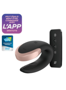 Vibromasseur connecté pour couple avec télécommande Double Love noir Satisfyer - CC597722